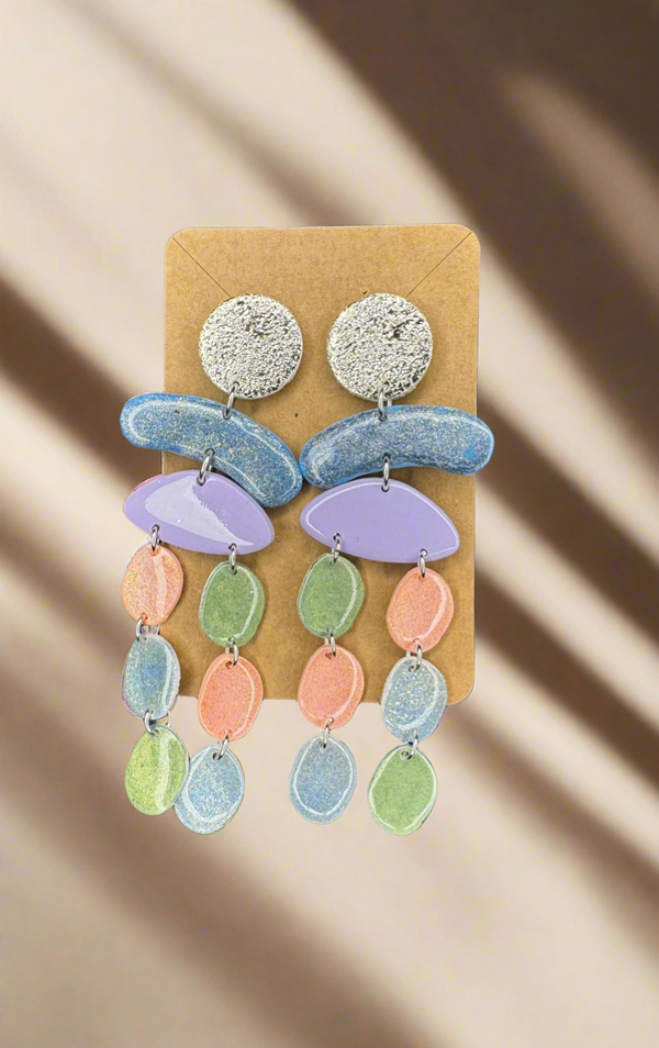 1- Long multi pastel earrings