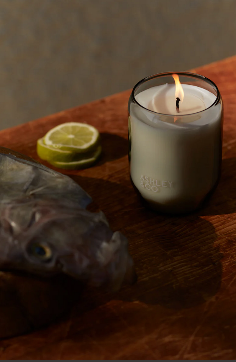 1- Lotus Leaf & Lustre + Yuzu candle by Ashley and co