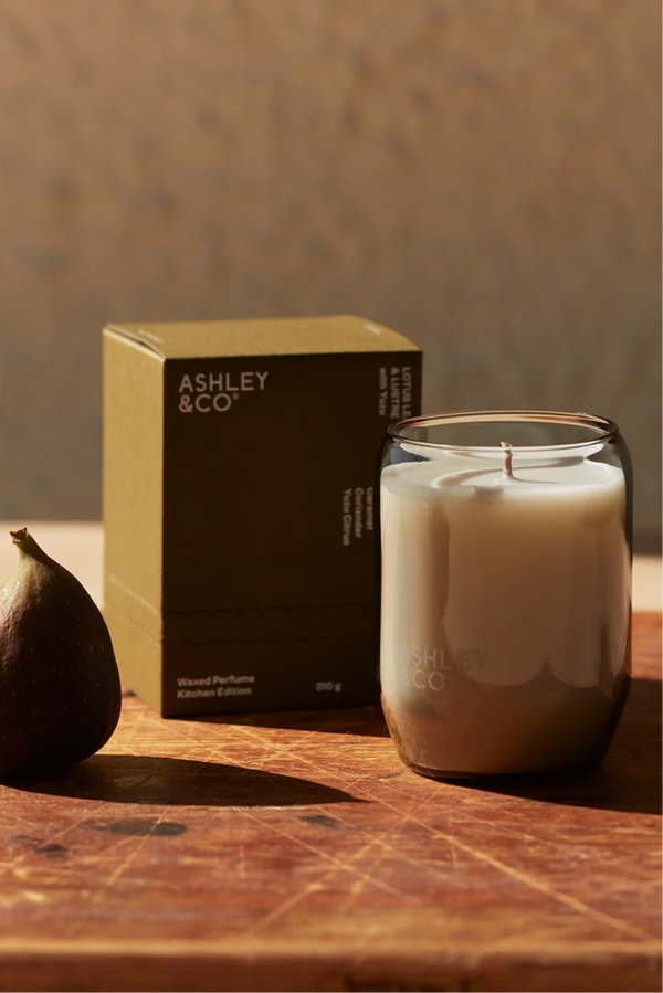 1- Lotus Leaf & Lustre + Yuzu candle by Ashley and co