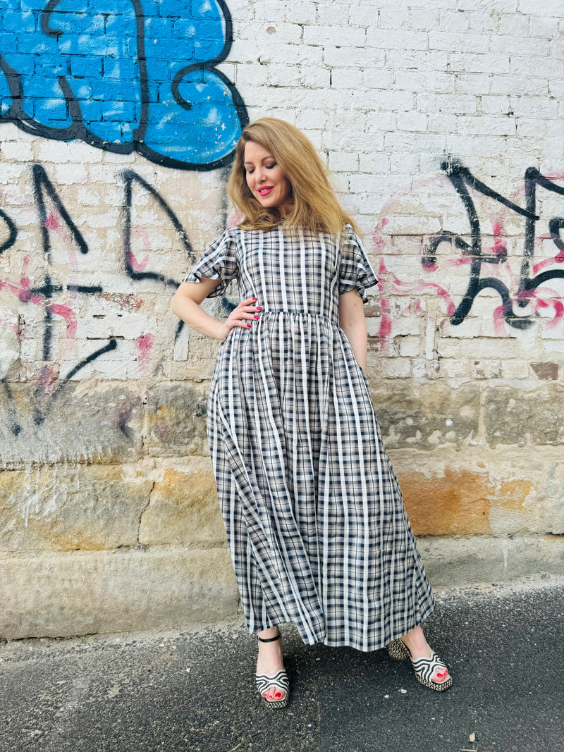 1 - Amy dress in navy plaid