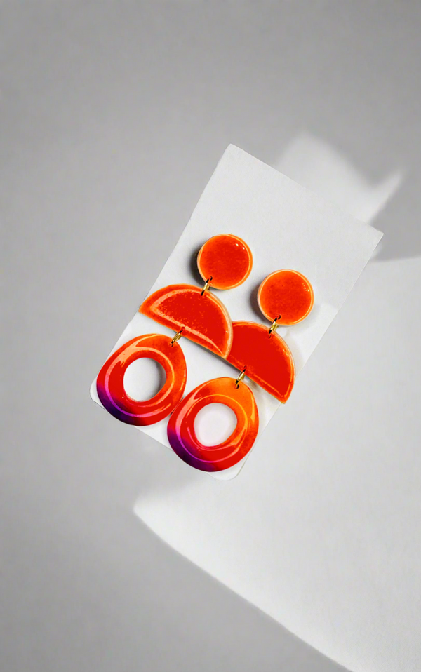 1- Long neon orange earrings