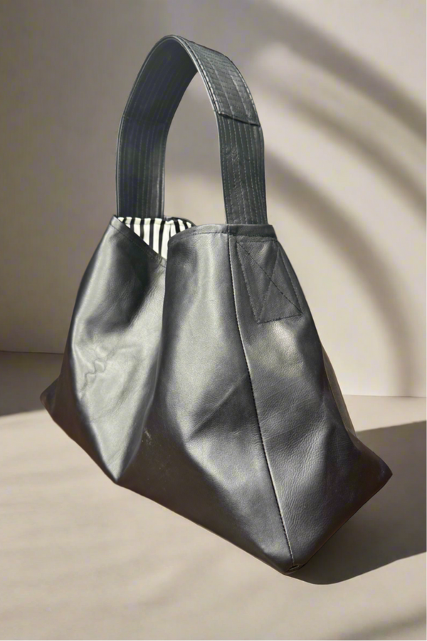 1 - Black leather bucket bag