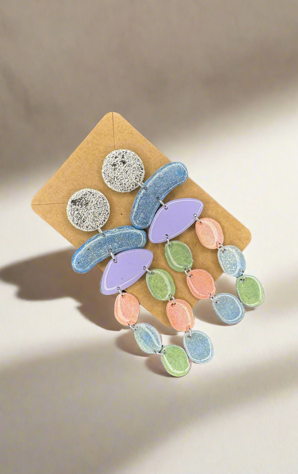 1- Long multi pastel earrings