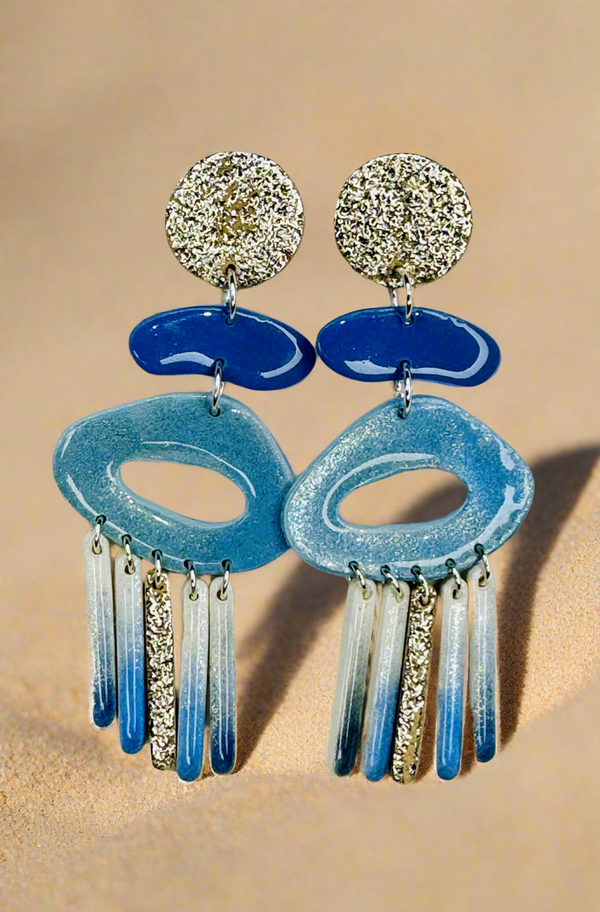 1- Long blue earrings